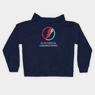 electrical engineering, lightning logo, text Kids Hoodie